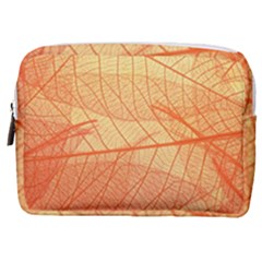 Orange Leaf Texture Pattern Make Up Pouch (medium)