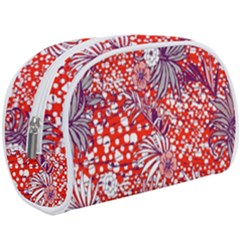 Leaf Red Point Flower White Make Up Case (large) by Ravend