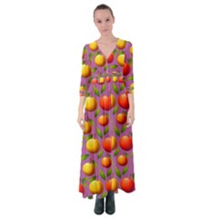 Illustration Fruit Pattern Seamless Button Up Maxi Dress by Ravend