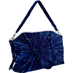 Particle Art Background Blue Canvas Crossbody Bag by Ravend