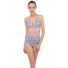 Creation Painting Fantasy Texture Halter Front Plunge Swimsuit