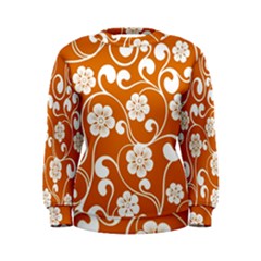 Orange Floral Walls  Women s Sweatshirt by ConteMonfrey