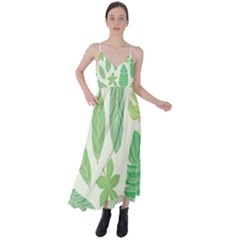 Watercolor Banana Leaves  Tie Back Maxi Dress by ConteMonfrey