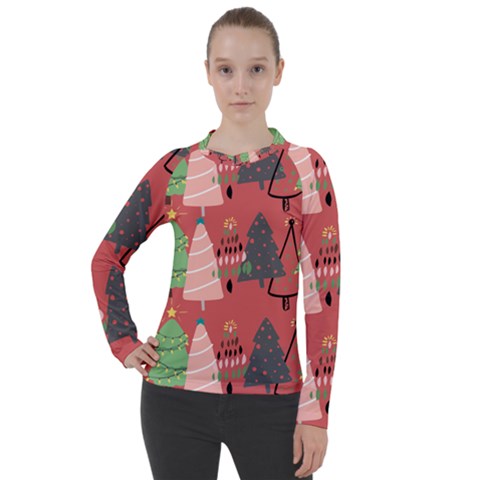 Christmas Tree Icon Women s Pique Long Sleeve Tee by danenraven