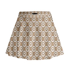 Brown Little Paws - Cute Cat Lover  Mini Flare Skirt by ConteMonfrey