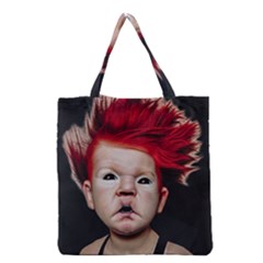 Creepy Boy Portrait Art Grocery Tote Bag by dflcprintsclothing