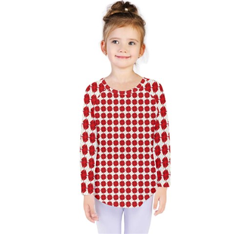 Red Pattern Seamless Texture Background Kids  Long Sleeve Tee by artworkshop