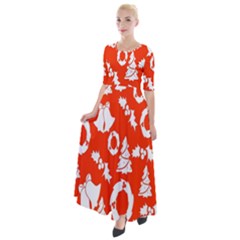Orange  Card Christmas December Half Sleeves Maxi Dress by artworkshop