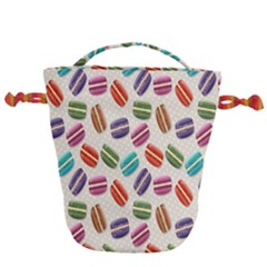 Macaron Macaroon Stylized Macaron Design Repetition Drawstring Bucket Bag by artworkshop