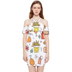 Cute Sketch  Fun Funny Collection Shoulder Frill Bodycon Summer Dress by artworkshop