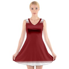 Christmas Red Graphic V-neck Sleeveless Dress by artworkshop