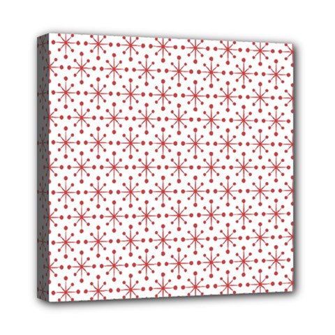 Christmas Pattern Red Stars Mini Canvas 8  X 8  (stretched) by artworkshop