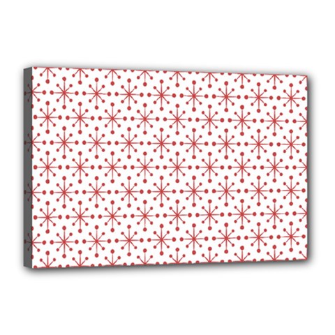 Christmas Pattern Red Stars Canvas 18  X 12  (stretched) by artworkshop