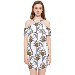 Daisy Minimalist Leaves Shoulder Frill Bodycon Summer Dress by ConteMonfrey