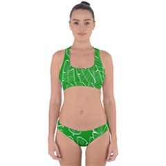 Green Banana Leaves Cross Back Hipster Bikini Set by ConteMonfrey