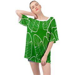 Green Banana Leaves Oversized Chiffon Top by ConteMonfrey