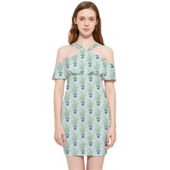 Cuteness Overload Of Cactus!  Shoulder Frill Bodycon Summer Dress by ConteMonfrey
