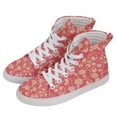 Pink Floral Wall Women s Hi-top Skate Sneakers by ConteMonfrey