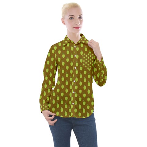 All The Green Apples  Women s Long Sleeve Pocket Shirt by ConteMonfrey