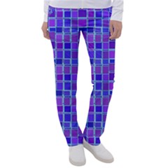 Background Mosaic Purple Blue Women s Casual Pants