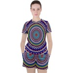 Kaleidoscope Geometric Circles Women s Tee and Shorts Set