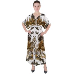 Im Fourth Dimension Colour 73 V-neck Boho Style Maxi Dress by imanmulyana
