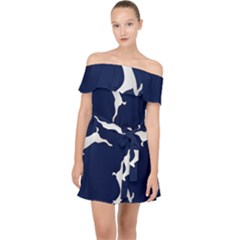 Silver Reindeer Blue Off Shoulder Chiffon Dress by TetiBright