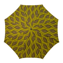Yellow Brown Minimalist Leaves Golf Umbrella by ConteMonfreyShop