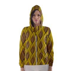 Yellow Brown Minimalist Leaves Women s Hooded Windbreaker by ConteMonfreyShop