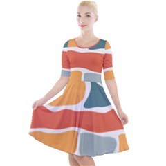 Geometric Bricks   Quarter Sleeve A-line Dress by ConteMonfreyShop