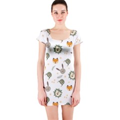 Rabbit, Lions And Nuts   Short Sleeve Bodycon Dress by ConteMonfreyShop
