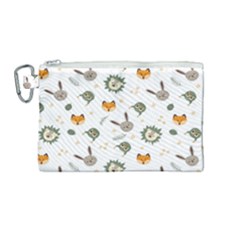 Rabbit, Lions And Nuts   Canvas Cosmetic Bag (medium) by ConteMonfreyShop
