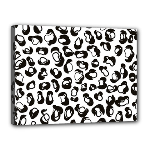 Black And White Leopard Print Jaguar Dots Canvas 16  X 12  (stretched) by ConteMonfreyShop