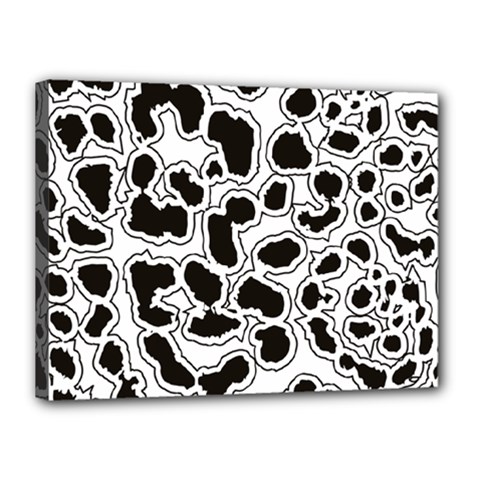 Black And White Dots Jaguar Canvas 16  X 12  (stretched) by ConteMonfreyShop