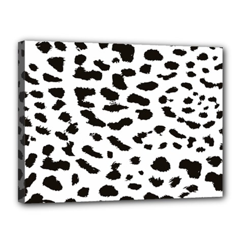 Leopard Print Jaguar Dots Black And White Canvas 16  X 12  (stretched) by ConteMonfreyShop