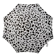 Leopard Print Jaguar Dots Black And White Hook Handle Umbrella (small) by ConteMonfreyShop