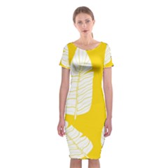 Yellow Banana Leaves Classic Short Sleeve Midi Dress by ConteMonfreyShop