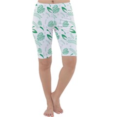 Green Nature Leaves Draw    Cropped Leggings  by ConteMonfreyShop