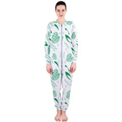 Green Nature Leaves Draw    Onepiece Jumpsuit (ladies) by ConteMonfreyShop