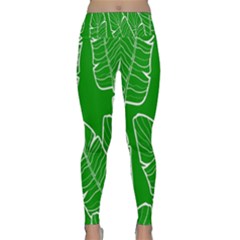 Green Banana Leaves Lightweight Velour Classic Yoga Leggings by ConteMonfreyShop