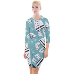 Cute Seamless Pattern With Rocket Planets-stars Quarter Sleeve Hood Bodycon Dress by BangZart