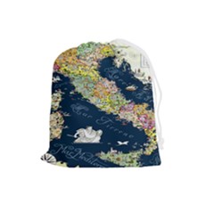 Map Italy Blue Drawstring Pouch (large) by ConteMonfrey