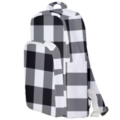 Black And White Plaided  Double Compartment Backpack