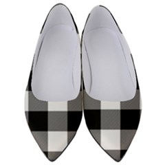 Black And White Plaided  Women s Low Heels