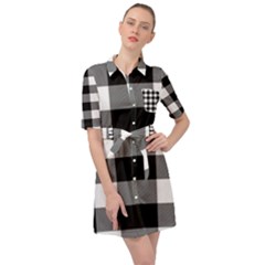 Black And White Plaided  Belted Shirt Dress by ConteMonfrey
