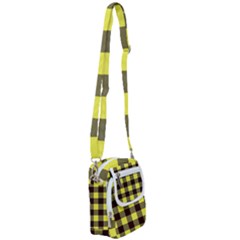 Black And Yellow Big Plaids Shoulder Strap Belt Bag