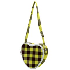 Black And Yellow Big Plaids Heart Shoulder Bag