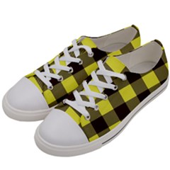 Black And Yellow Big Plaids Men s Low Top Canvas Sneakers