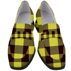 Black And Yellow Big Plaids Women s Chunky Heel Loafers