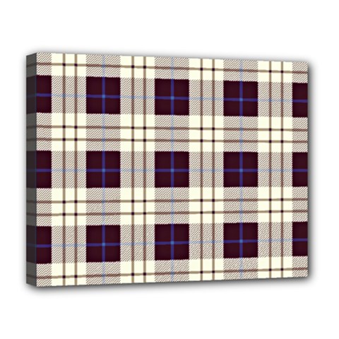 Gray, Purple And Blue Plaids Canvas 14  X 11  (stretched)